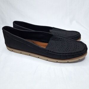 Jabasic Loafers Women 9 Black Slip On Flats Casual Penny Moccasins Lightweight